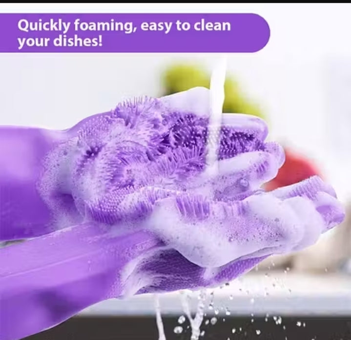 Magic Silicone Dish Washing Gloves | Reusable Silicone Cleaning Gloves