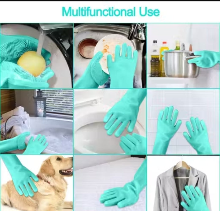 Magic Silicone Dish Washing Gloves | Reusable Silicone Cleaning Gloves