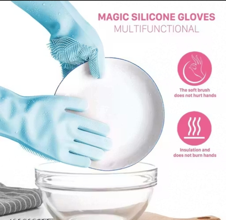 Magic Silicone Dish Washing Gloves | Reusable Silicone Cleaning Gloves